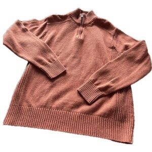 GH Bass Earth Men's Orange Quarter Zip Fishermen’s Sweater, Size M